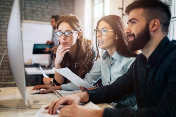 Work team looking at something interesting