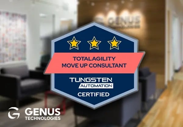 Tungsten Move up badge with Genus logo
