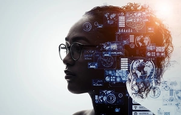 abstract woman head with images imposed