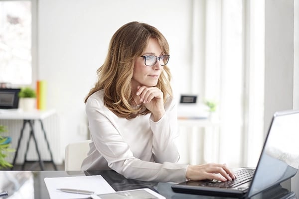 Woman working on computer