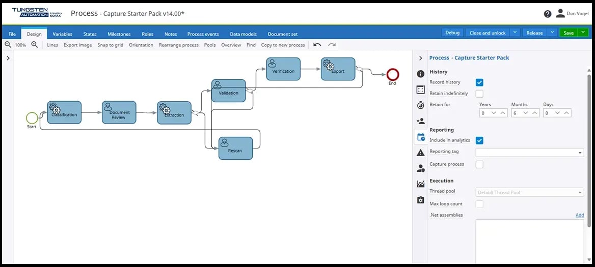 TotalAgility Retention job history setting