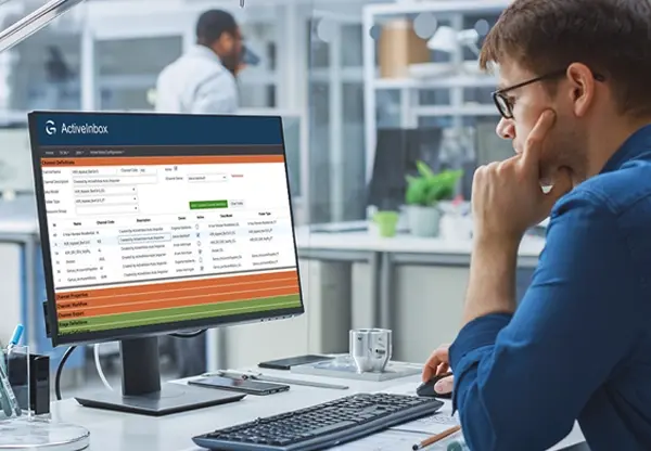 Man working on ActiveInbox on computer